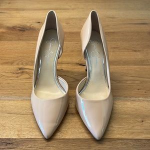 EUC Jessica Simpson Claudette Patent Leather Nude Heels
